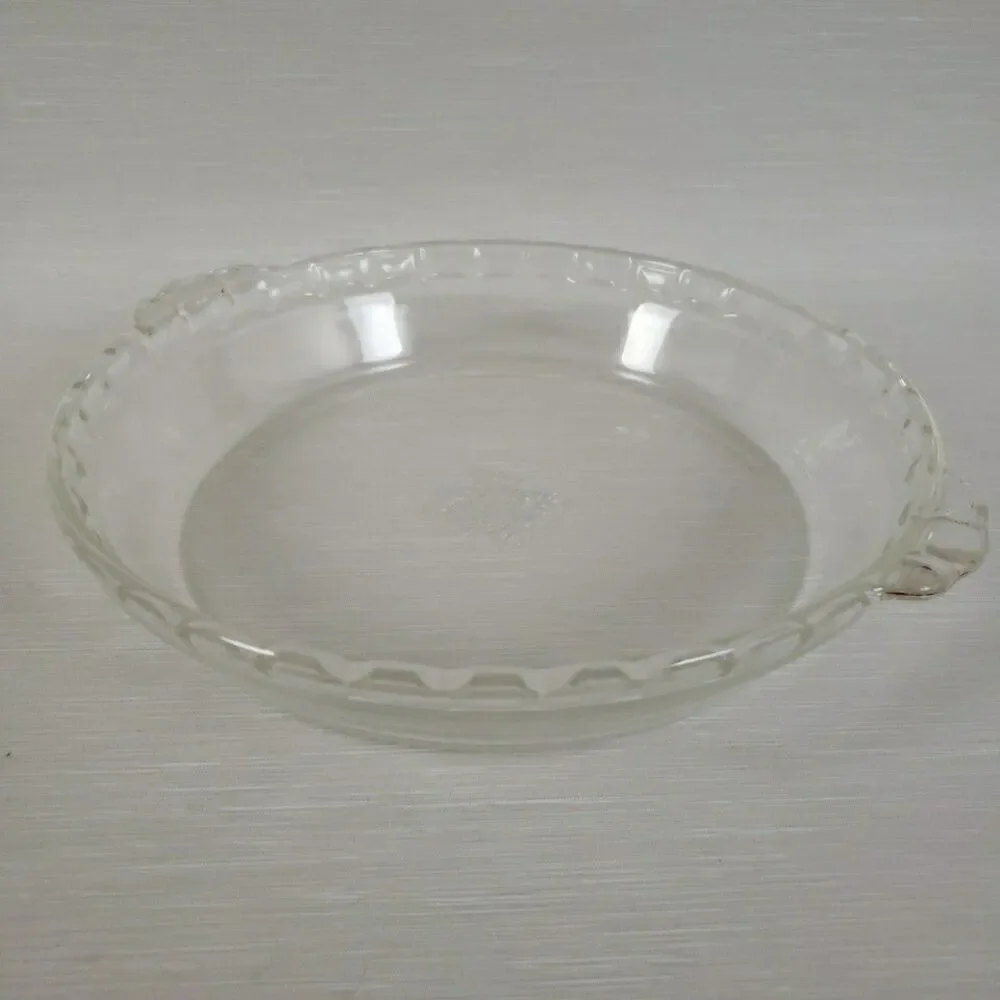 Pyrex Pie Plate 229 23cm #18 Fluted Deep Dish Clear Glass Bakeware VTG MCM